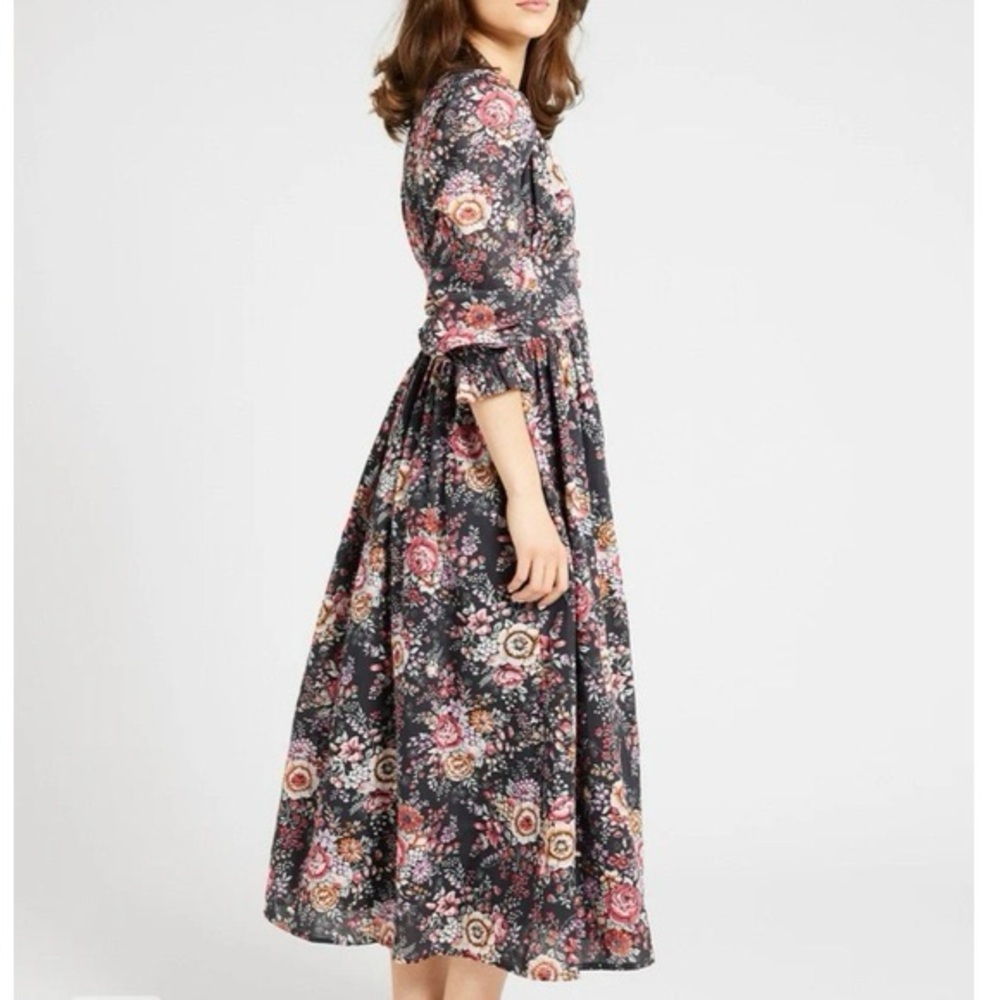 Tuckernuck MILLE Resort & Travel Anya Midi Dress Black Floral. G95 - Picture 5 of 11